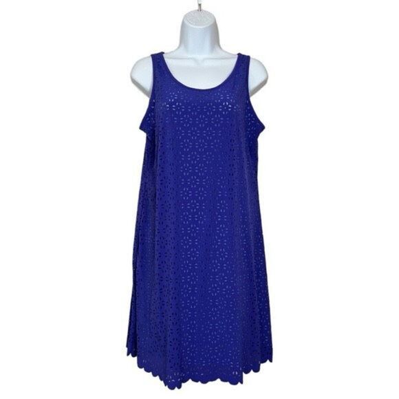 ✨Title Nine Nimblene Illusion Eyelet Purple Blue Tank Sz Medium Dress✨ - Picture 3 of 11